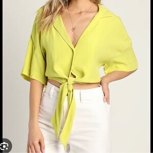 Lulu's Sunny Yellow Tie-Front Blouse